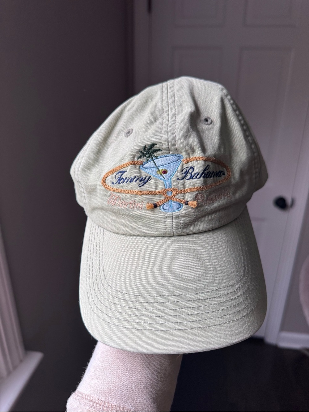 Tommy Bahama Light Green Hat with Pastel Cocktail Embroidery